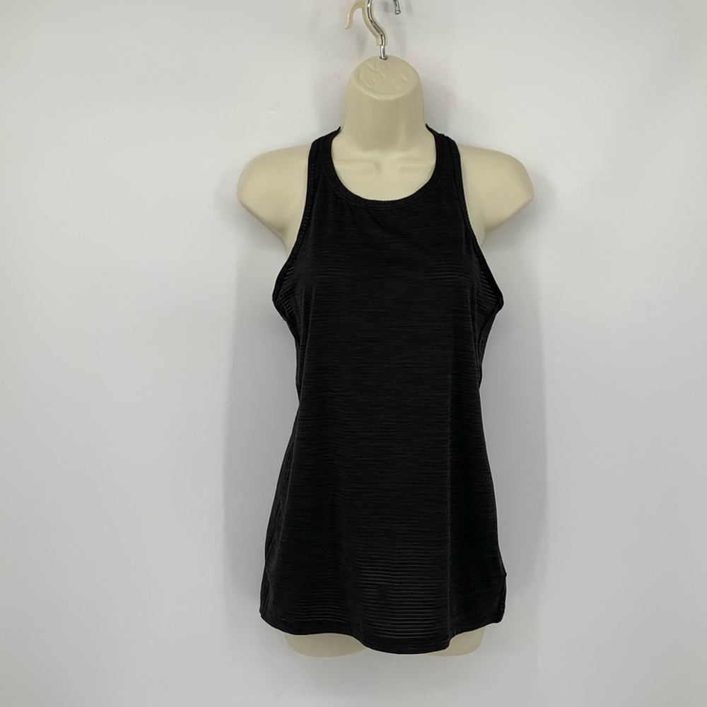 Athleta racer back tank shirt sleeveless active black space dye burnout X-Small